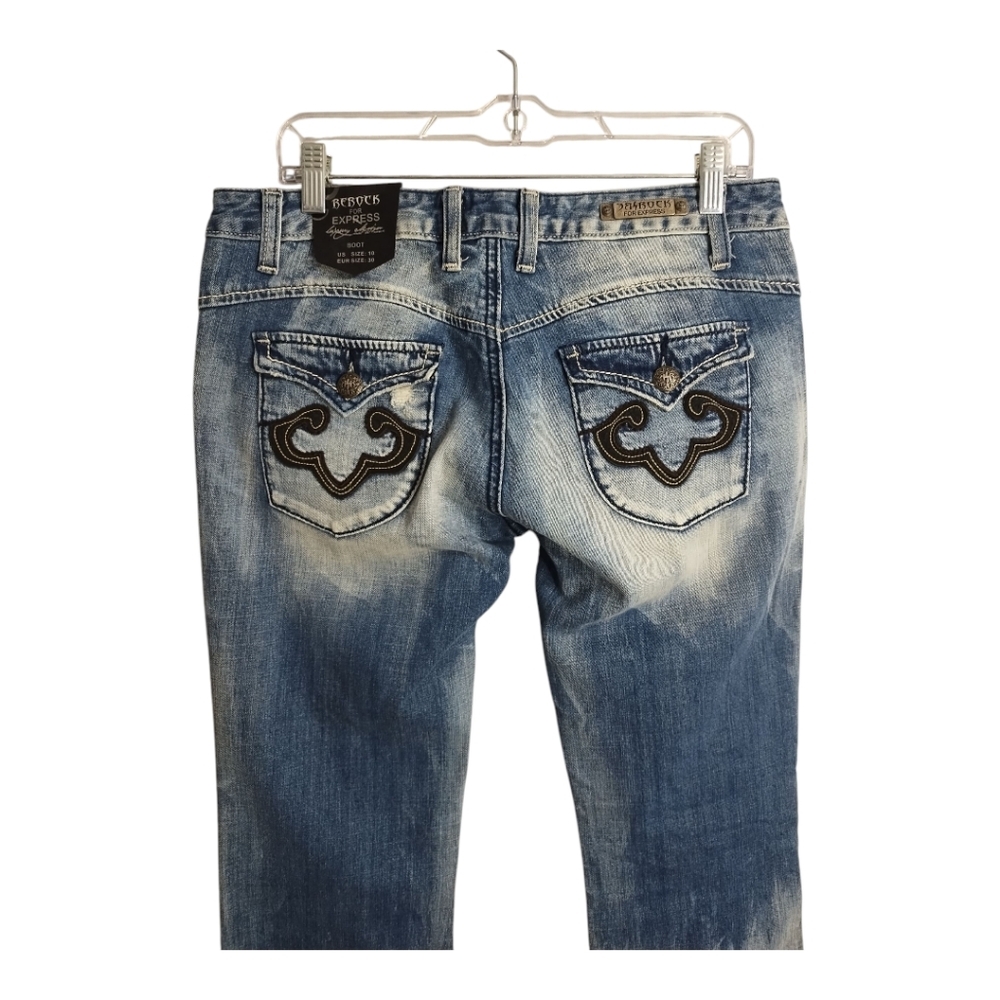 Rerock For Express Bleached Grunge Western Festival Rock Boho Bootcut Jeans 10‎ - Picture 3 of 10